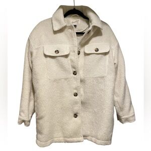 Universal Thread Cream Ivory Wool-Blend Button Up Shacket Jacket | Women Small
